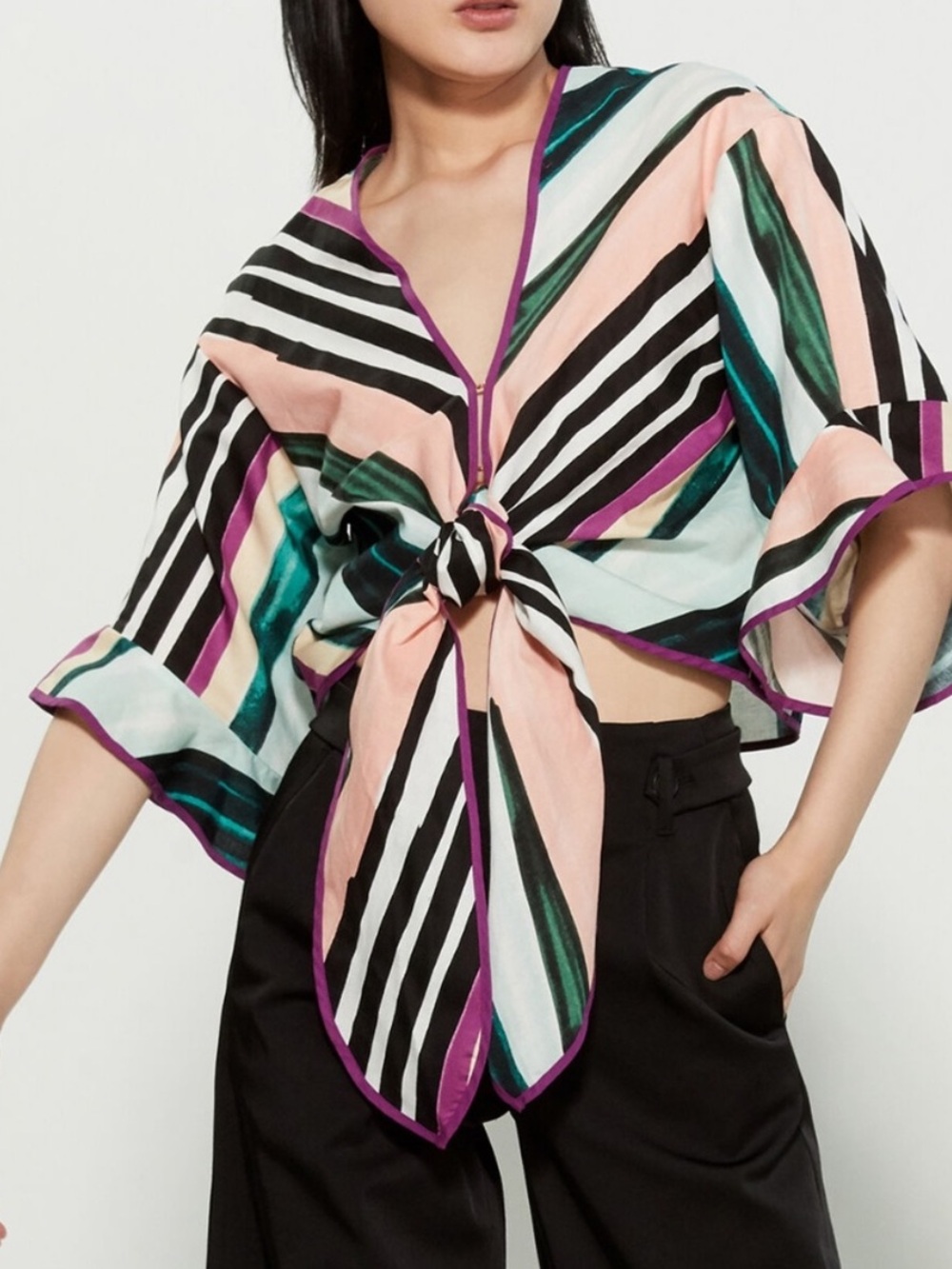NWT Red Carter Melanie Cabana Stripe Tie-Front Coverup Top M